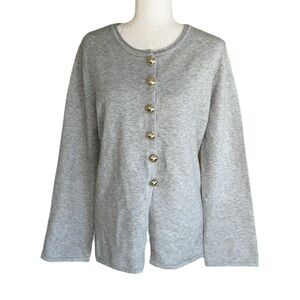 NWT Sincerely Jules Gray Knit Gold Button Cardigan - L